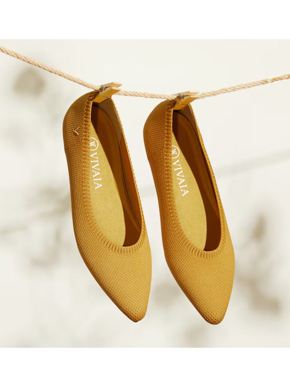 VIVAIA Pointed Toe Ballet Flats in Mustard Yellow Size 9.5